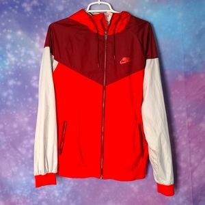 Nike red maroon medium full zip hooded windbreaker
